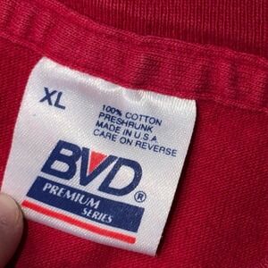 Vintage BVD Premium Series Red Long Sleeve T-Shirt XL Made in USA Single Stitch